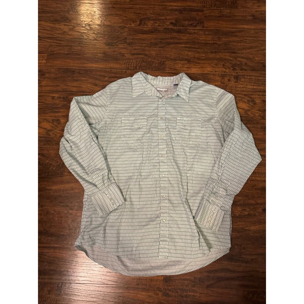 Wrangler Wrancher Blue Geometric Pearl Snap Mens Button Down Long Sleeve Sz:2XL